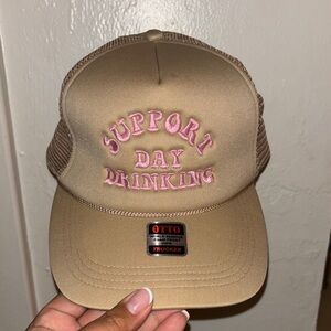 OTTO Tan Cap with Pink Embroidery